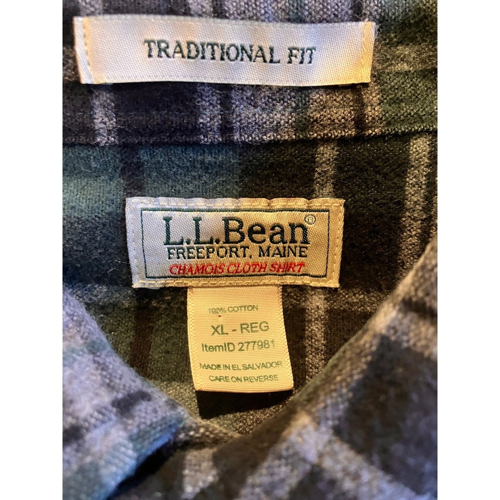 LL Bean Chamois Cloth Shirt Mens XL REG Plaid Flannel Long Sleeve Button Up - Picture 3 of 7